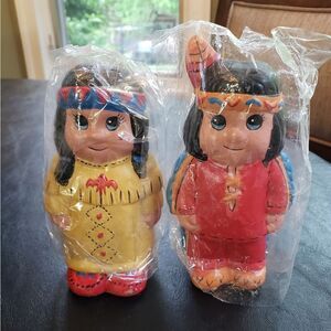 Bisque American Indian Boy & Girl Set